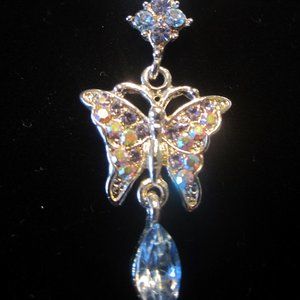 Cookie Lee Crystal Buttterfly Girl's Necklace
